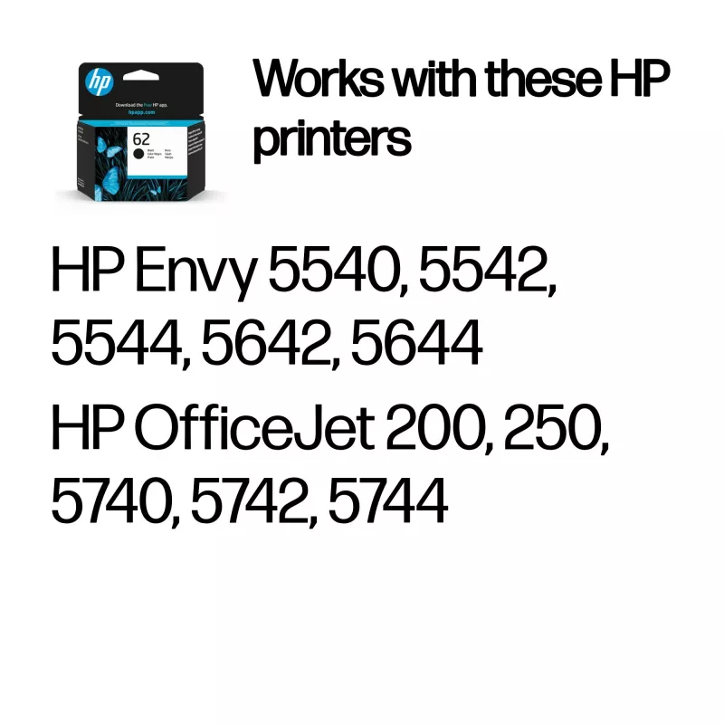 HP 62 Cartucho de tinta Original Negro
