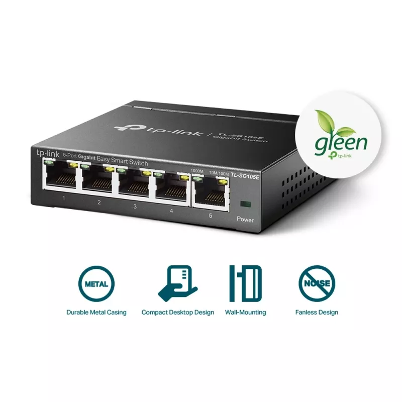TP-Link Switch Gigabit Easy Smart de 5 puertos, Gestionado, L2, Gigabit Ethernet (10/100/1000)