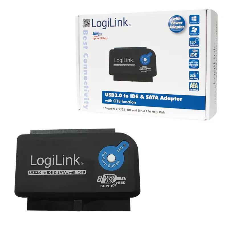 Adaptador de cable LogiLink AU0028A USB 3.0 IDE SATA Negro