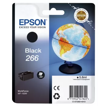 Epson Globe Singlepack Negro 266 Cartucho de tinta, Negro, tinta pigmentada, 5,8 ml, 1 ud., 250 páginas