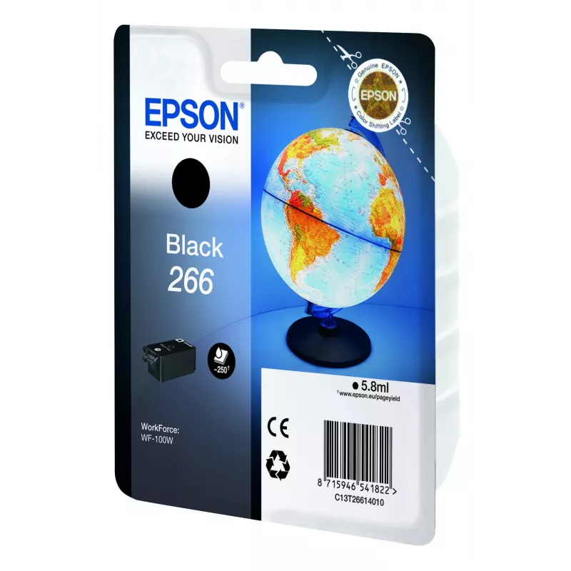 Epson Globe Singlepack Negro 266 Cartucho de tinta, Negro, tinta pigmentada, 5,8 ml, 1 ud., 250 páginas