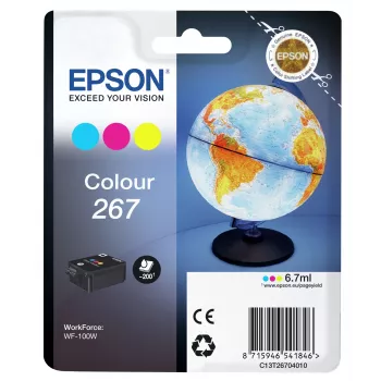 Epson Globe Einzelpackung Color 267 Cartucho de tinta, Cian, Magenta, Amarillo, tinta pigmentada, 6,7 ml, 1 ud., 200 páginas