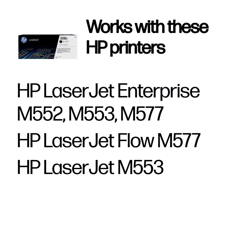 HP 508X High Yield Cartucho de tóner Original LaserJet Negro, 12.500 páginas, Negro, 1 ud.