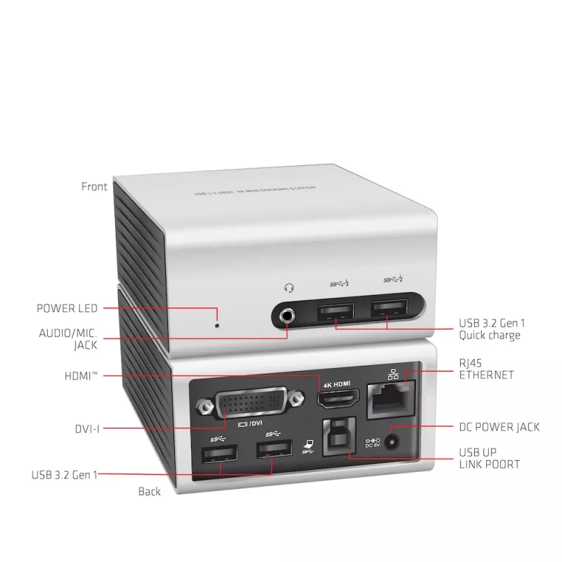 Estación de acoplamiento mini CLUB3D USB 3.2 Gen 1 4K UHD a 30Hz diseño ultra slim