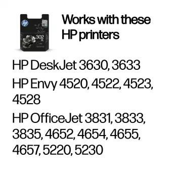 HP 302XL Cartucho de tinta original negro de alta capacidad, negro, 1 ud., 430 páginas