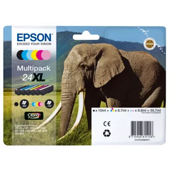 Epson Elephant Multipack 6 colores 24XL tinta Claria Photo HD