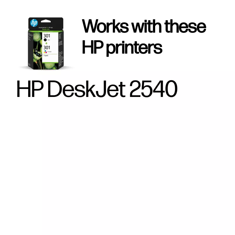 HP 301 Pack de 2 cartuchos de tinta originales negro/tricolor, negro, cian, magenta, amarillo, tinta pigmentada, 2 unidades, 170 páginas