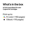 HP 301 Pack de 2 cartuchos de tinta originales negro/tricolor, negro, cian, magenta, amarillo, tinta pigmentada, 2 unidades, 170 páginas