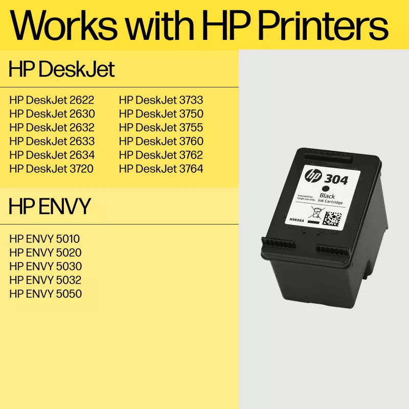 HP 304 Cartucho de tinta original negro, negro, 1 ud., 120 páginas