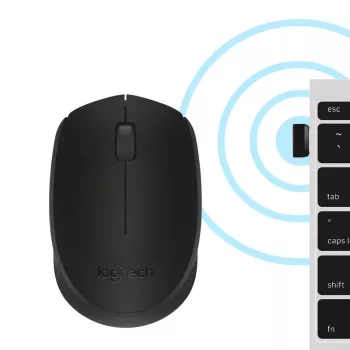Ratón óptico inalámbrico Logitech B170 RF, ambidiestro, 3 botones, negro, 10 m de alcance, hasta 12 meses de duración de la batería