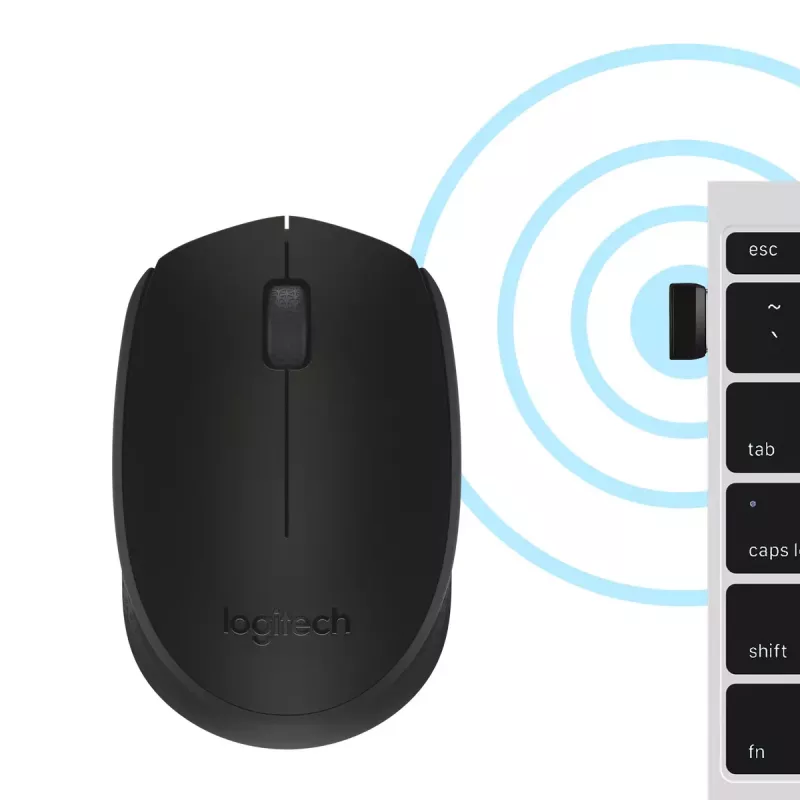 Ratón óptico inalámbrico Logitech B170 RF, ambidiestro, 3 botones, negro, 10 m de alcance, hasta 12 meses de duración de la batería