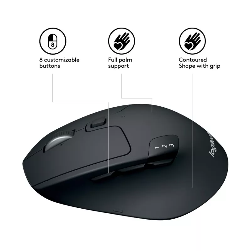 LOGITECH M720 Triathlon ratón inalámbrico multidispositivo - negro