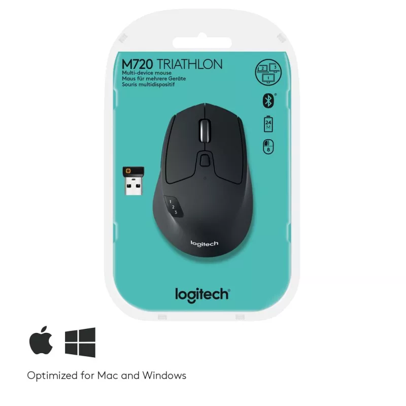 LOGITECH M720 Triathlon ratón inalámbrico multidispositivo - negro