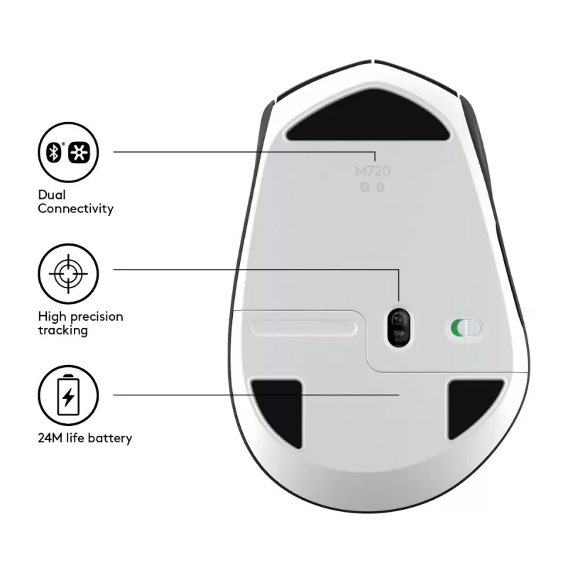 LOGITECH M720 Triathlon ratón inalámbrico multidispositivo - negro