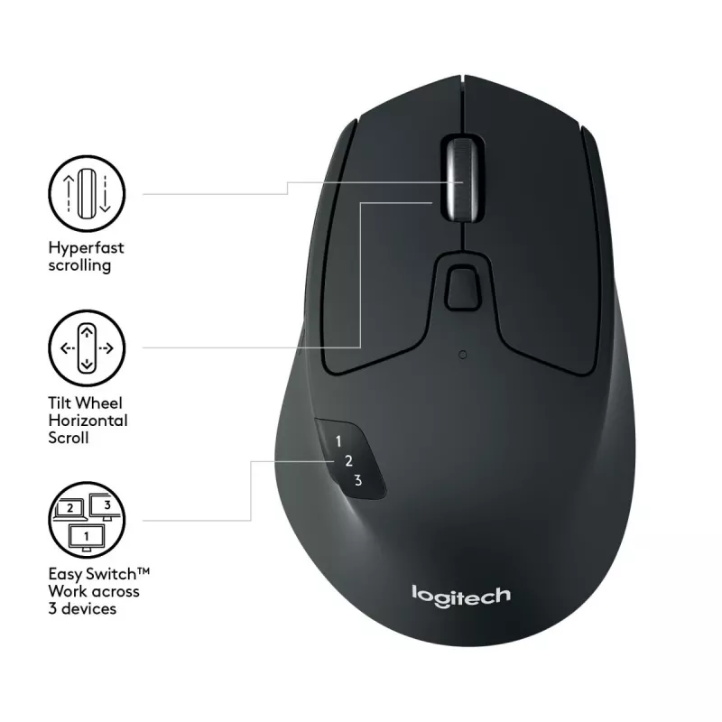 LOGITECH M720 Triathlon ratón inalámbrico multidispositivo - negro