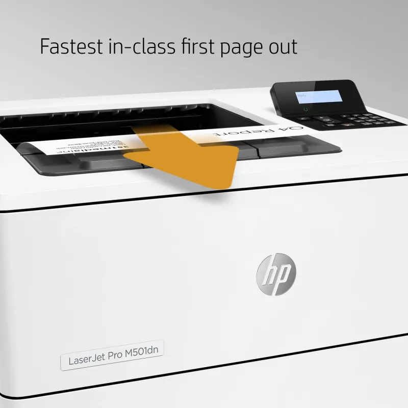 HP LaserJet Pro M501dn, láser, 600 x 600 DPI, A4, 43 ppm, impresión a doble cara, listo para red