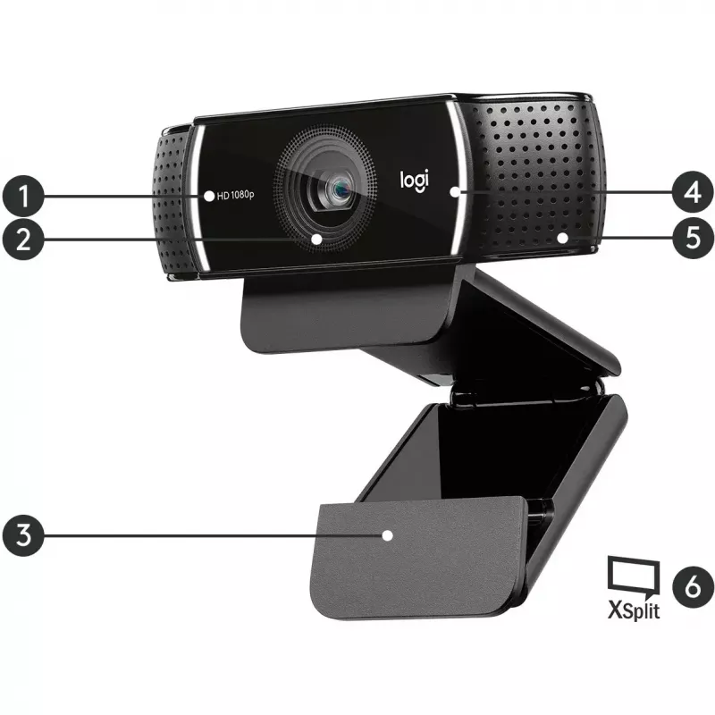 Logitech C922 1920 x 1080 píxeles USB negro webcam