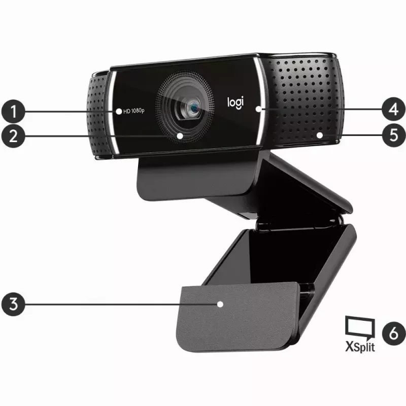 Logitech C922 1920 x 1080 píxeles USB negro webcam