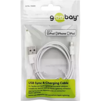 Cable de carga y sincronización GOOBAY Lightning a USB A 1 m, 5W / 1A, blanco