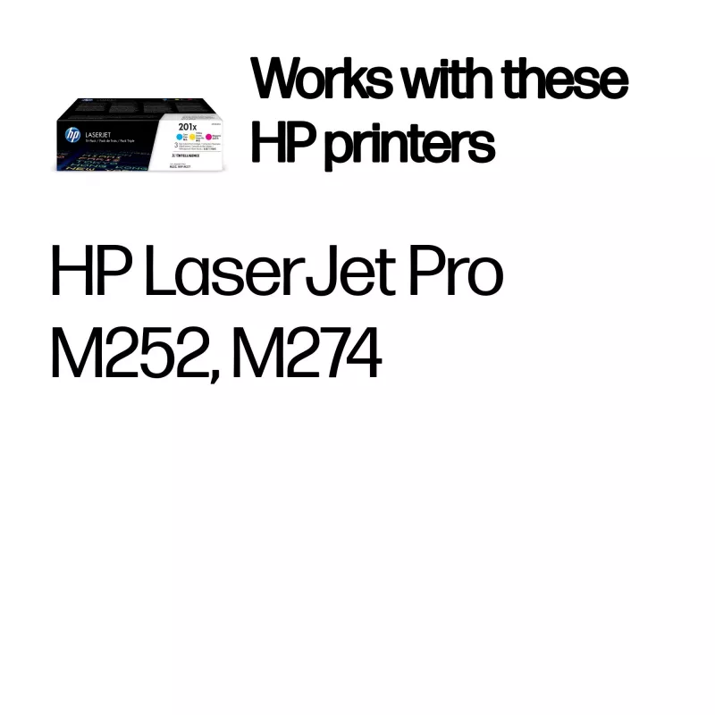 HP 201X pack de 3 cartuchos de tóner Original LaserJet de alto rendimiento cian/magenta/amarillo