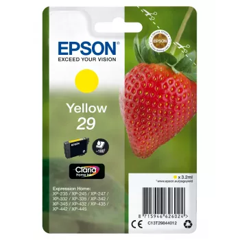 Epson Strawberry pack individual amarillo 29 Claria Home Ink, rendimiento estándar, amarillo, tinta pigmentada, 3.2 ml, 1 ud., 180 páginas