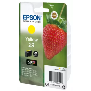 Epson Strawberry pack individual amarillo 29 Claria Home Ink, rendimiento estándar, amarillo, tinta pigmentada, 3.2 ml, 1 ud., 180 páginas