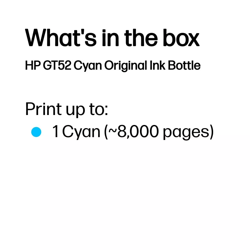 HP GT52 cian botella de tinta Original