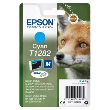 Epson Fox pack individual cian T1282 tinta DURABrite Ultra, cian, 3,5 ml, 1 ud., 260 páginas