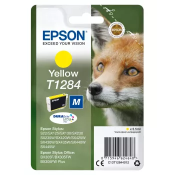 Epson Fox pack individual amarillo T1284 tinta DURABrite Ultra, amarillo, tinta pigmentada, 3,5 ml, 1 ud., 260 páginas