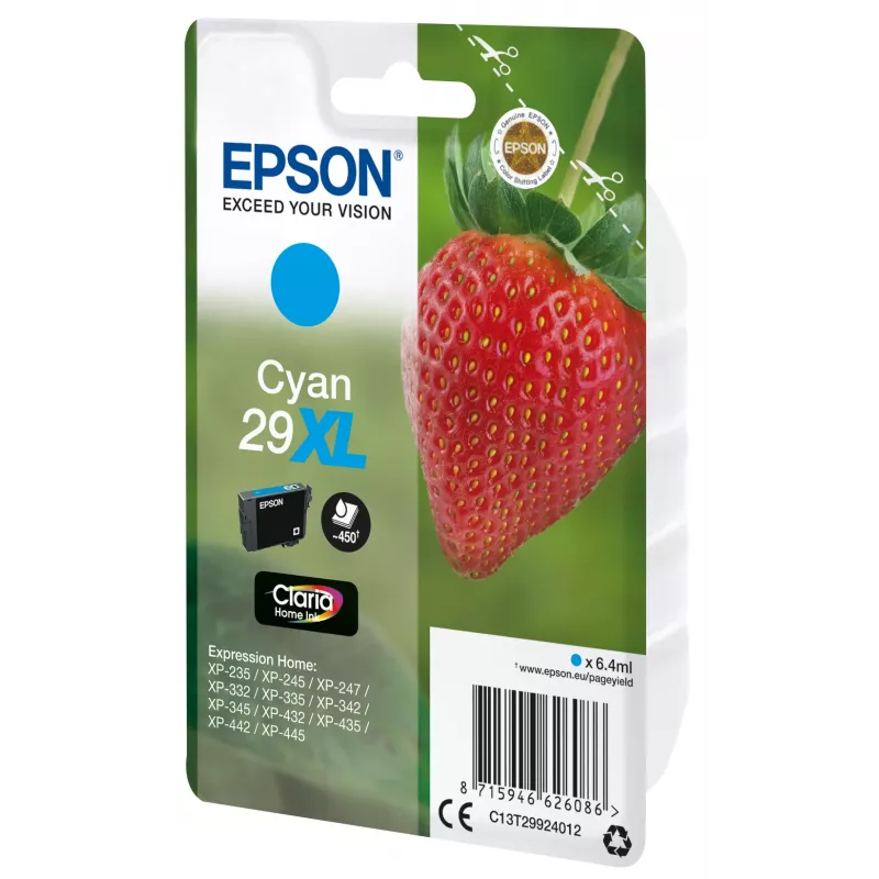 Epson Strawberry pack individual cian 29XL tinta Claria Home, rendimiento alto (XL), cian, 6,4 ml, 1 ud., 450 páginas