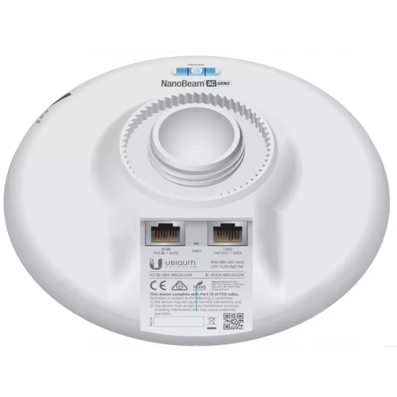 Punto de acceso UBIQUITI NETWORKS Nano Beam Ac Gen2 Nbe-5ac-gen2 Airmax Atheros MIPS 74kc blanco
