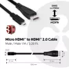 Club 3D CAC-1351 cable de Micro HDMI a HDMI 2.0, 4K60Hz, macho/macho, 1 m, negro
