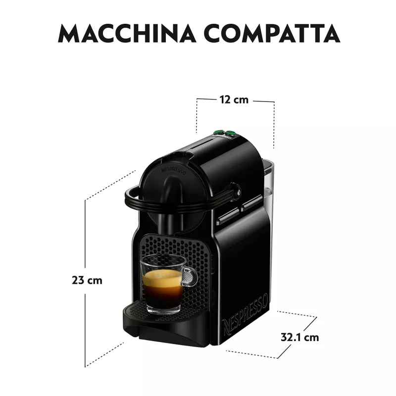 Cafetera de cápsulas De’Longhi Inissia EN 80.BAE, Nespresso, depósito de agua 0,7 L, 19 bar, negro