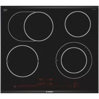 Placa de cocción Bosch Serie 8 PKN675DP1D negra, acero inoxidable de encastre placa vitrocerámica 4 zona(s)