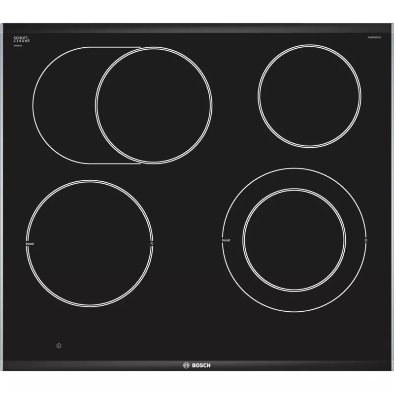 Placa de cocción Bosch Serie 8 PKN675DP1D negra, acero inoxidable de encastre placa vitrocerámica 4 zona(s)