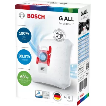 Accesorio para aspirador Bosch BBZ 41FGALL — 4 bolsas de polvo y 1 filtro, peso 0,14 kg, envase compacto