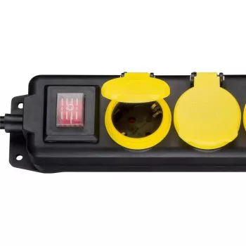 Regleta de enchufes Goobay 45194 3m 5 tomas de corriente para interior/exterior negra amarilla