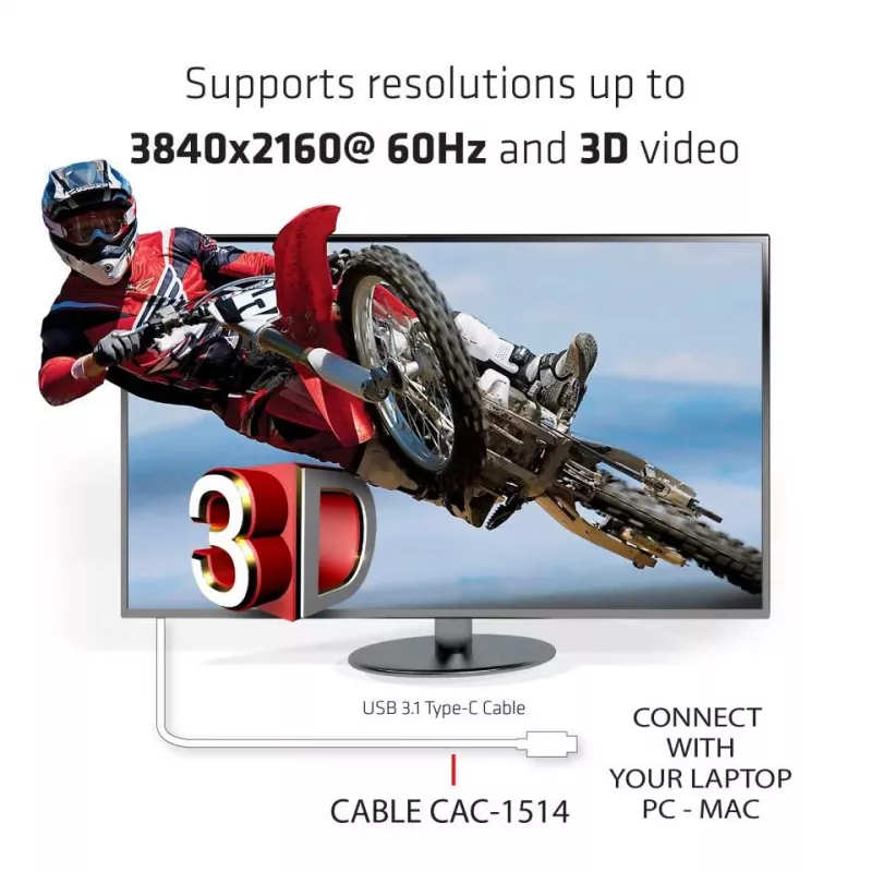 Cable activo CLUB3D USB C a HDMI™ 2.0 UHD 1,8 m / 5,9 pies