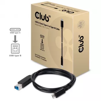 Cable CLUB3D USB 3.1 Gen2 Type-C a Type-B macho/macho, 1 m / 3.3 ft