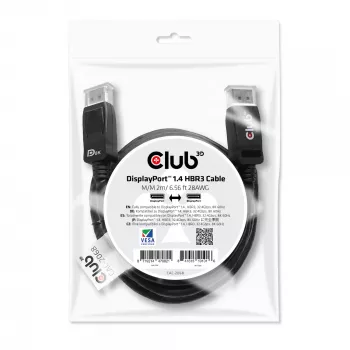 Cable CLUB3D DisplayPort 1.4 HBR3 2m/6.56ft M/M 8K60Hz