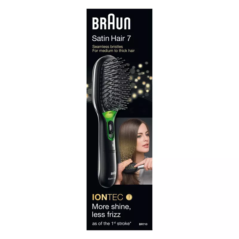 Cepillo de pelo con cerdas BRAUN BR710 para adultos, negro y verde, 175 g