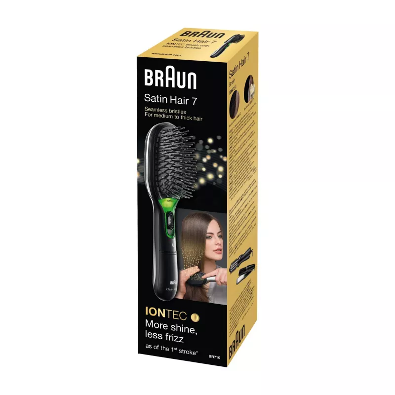 Cepillo de pelo con cerdas BRAUN BR710 para adultos, negro y verde, 175 g