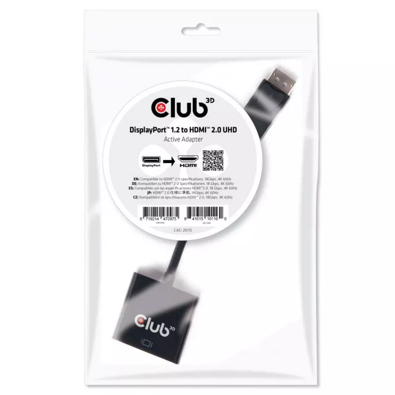 Adaptador activo DisplayPort 1.2 a HDMI 2.0 CLUB3D CAC-2070
