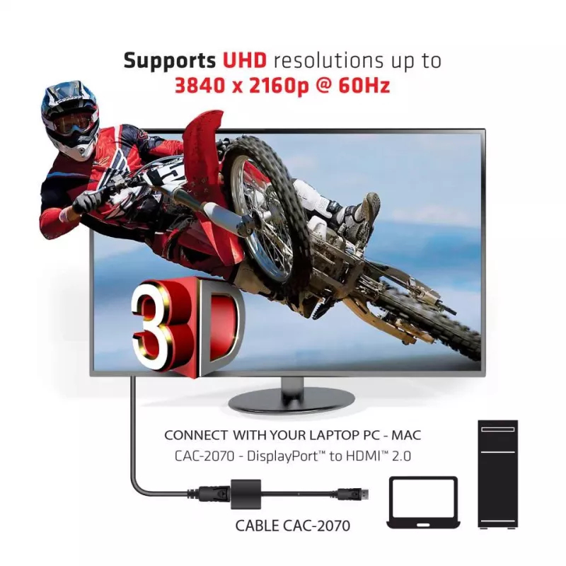Adaptador activo DisplayPort 1.2 a HDMI 2.0 CLUB3D CAC-2070