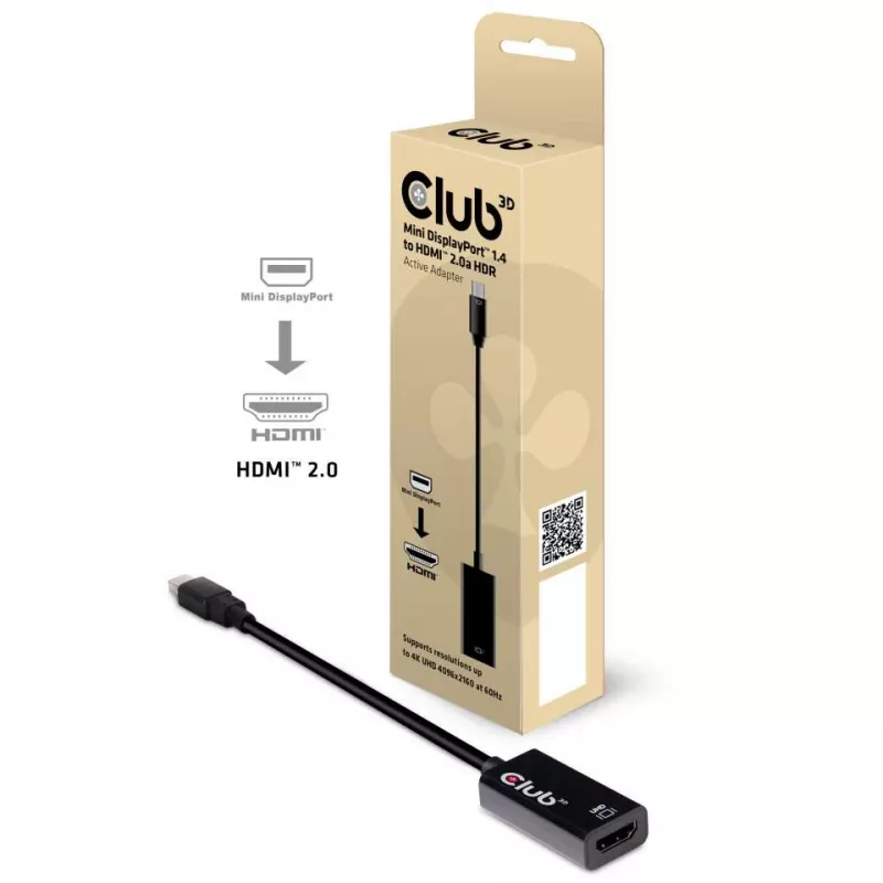 CLUB3D Mini DisplayPort 1.4 a HDMI 2.0b HDR Adaptador activo