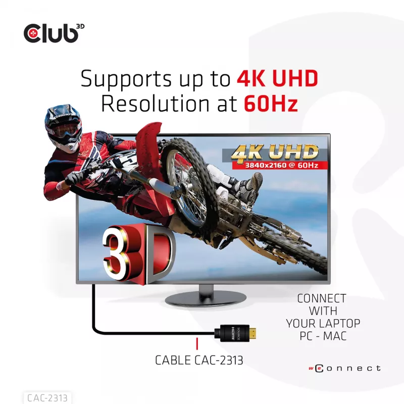 CLUB3D HDMI 2.0 4K60Hz Cable RedMere 10m/32,8ft