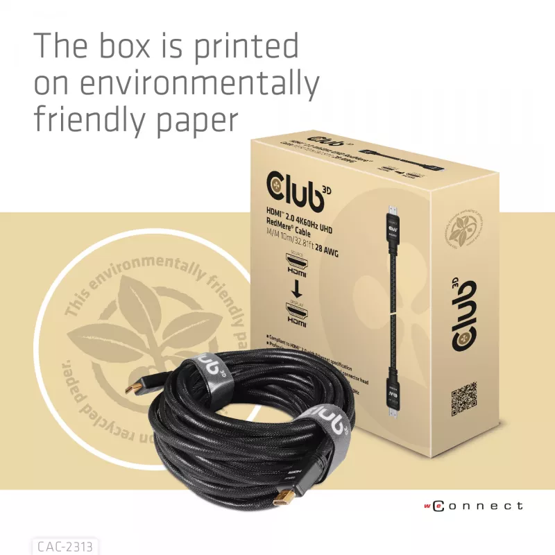 CLUB3D HDMI 2.0 4K60Hz Cable RedMere 10m/32,8ft