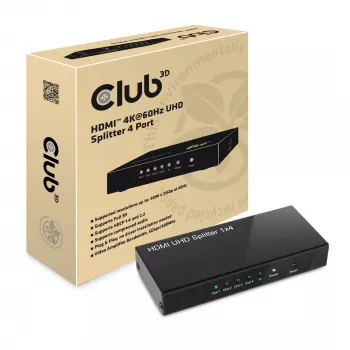CLUB3D HDMI™ 4K@60Hz UHD Splitter alimentación AC 4 puertos