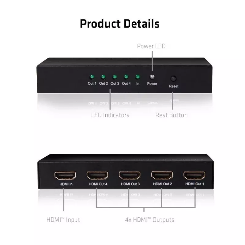 CLUB3D HDMI™ 4K@60Hz UHD Splitter alimentación AC 4 puertos