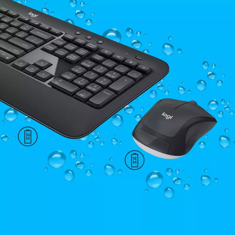 Conjunto de teclado y ratón inalámbricos Logitech MK540 Advanced – teclado QWERTZ de tamaño completo, receptor USB, distribución US, ratón ergonómico, negro/blanco